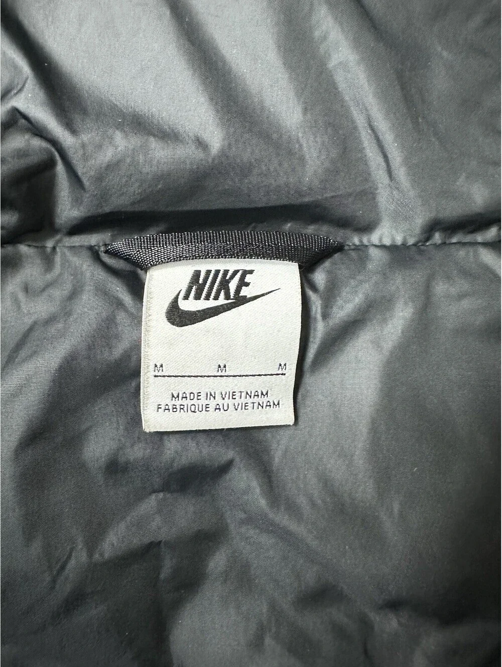 Nike Youth Kids Medium M Black Chevron Hooded Puffer Jacket Full Zip Winter Coat